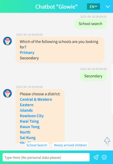 chatbot findschool landing